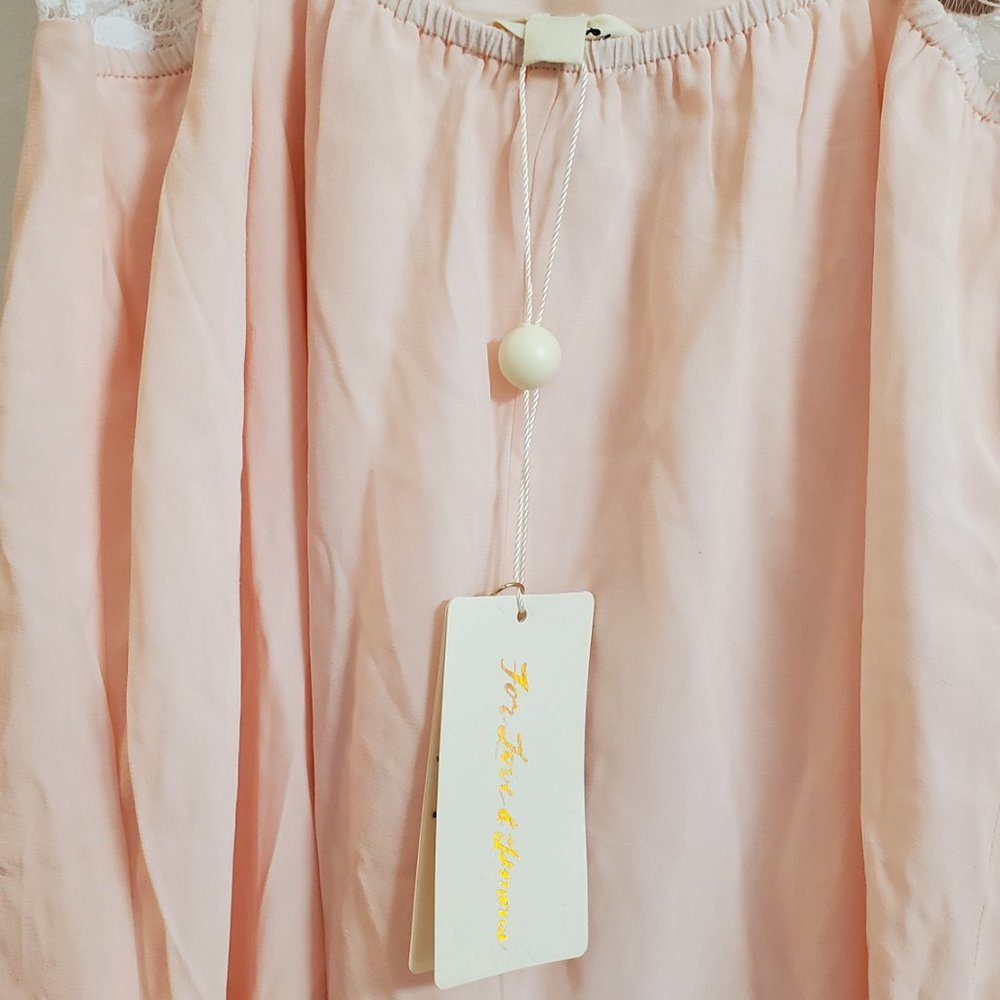 NEW FOR LOVE & LEMONS SOFT PINK LOVEBIRD MAXI DRESS SIZE XS - Picture 11 of 11